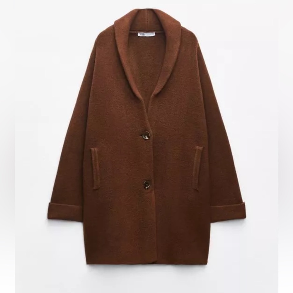 NWT Zara Turned up cuff knit coat